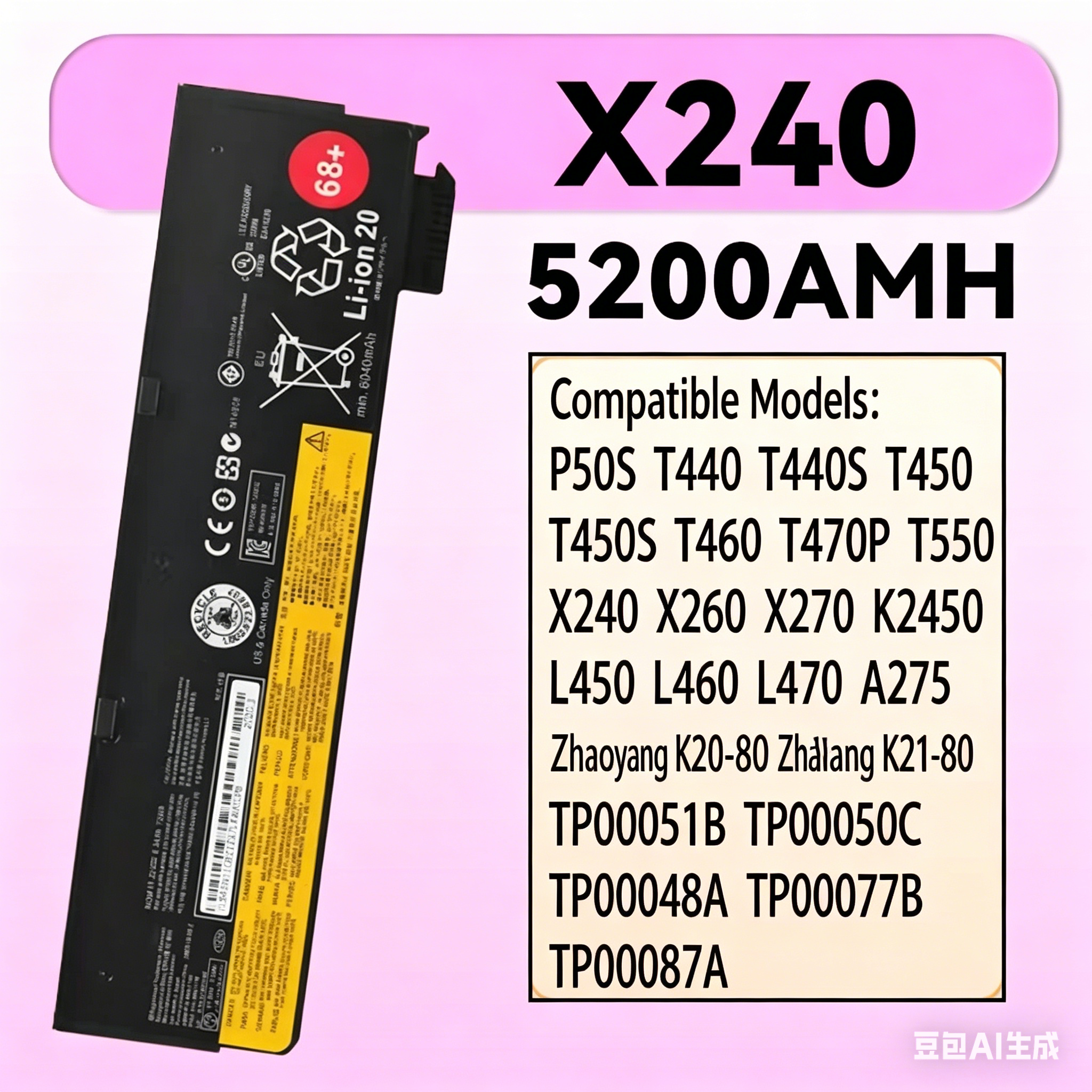 Compatible with Lenovo X240 T460P T450 X250 X260 T440 T450S K2450 Laptop Batteries