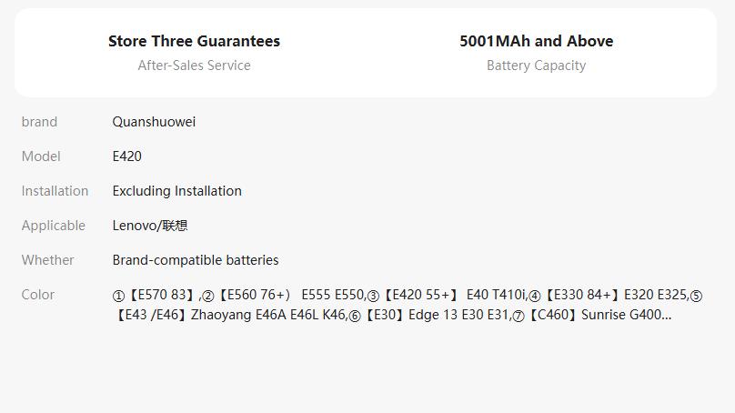 Compatible with new Lenovo Thinkpad E40 T410i E420 SL410K T420i laptop batteries